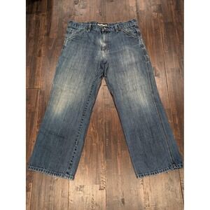 Old Navy Painter Jeans Y2K Mens 38x32 Relaxed Fit Carpenter Distressed Denim